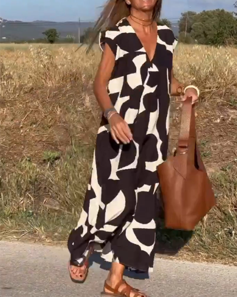 SITA Dress with print and V-neckline - Elena Harper