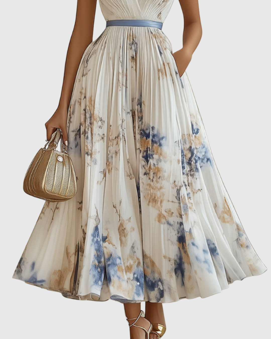 Rowella Elegant Pleated Maxi Dress - Elena Harper