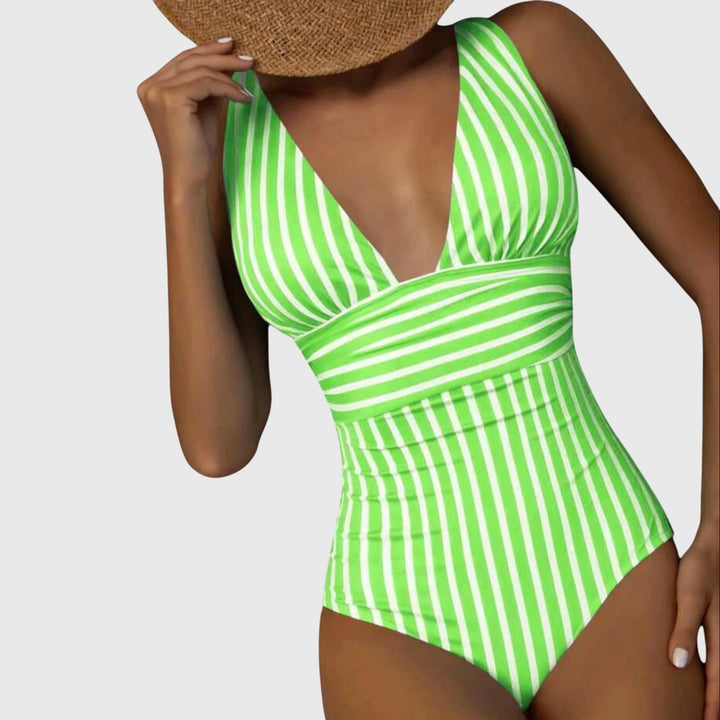 Women’s Tailored Swimsuit – V-Neck, Suitable for Summer and Beach Use