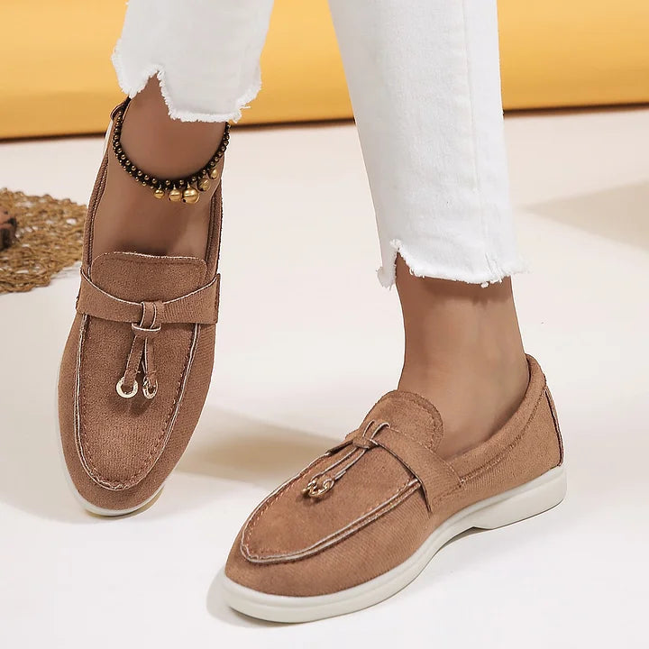 Yany Women's Suede Loafers with Knotted Tassel, view 3 - Elena Harper