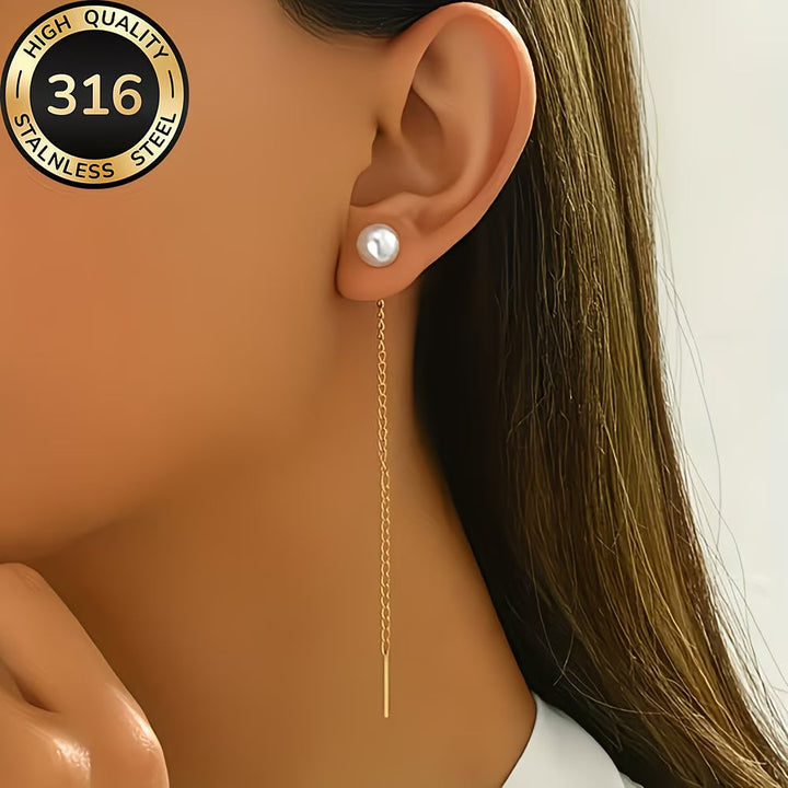 Women's Elegant Long Tassel Pearl Earrings