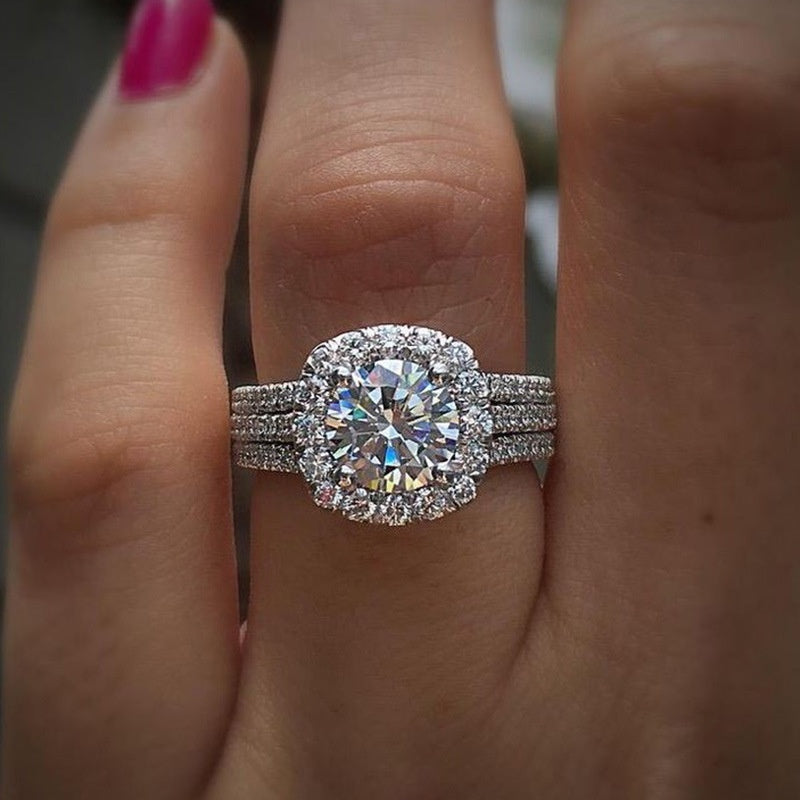 Elegant Zirconia Single Stone Side Micro Pave Rings - Elena Harper
