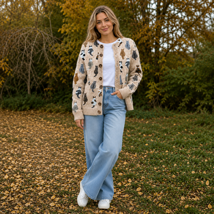 Marguerite - Chic Vintage Print Cardigan