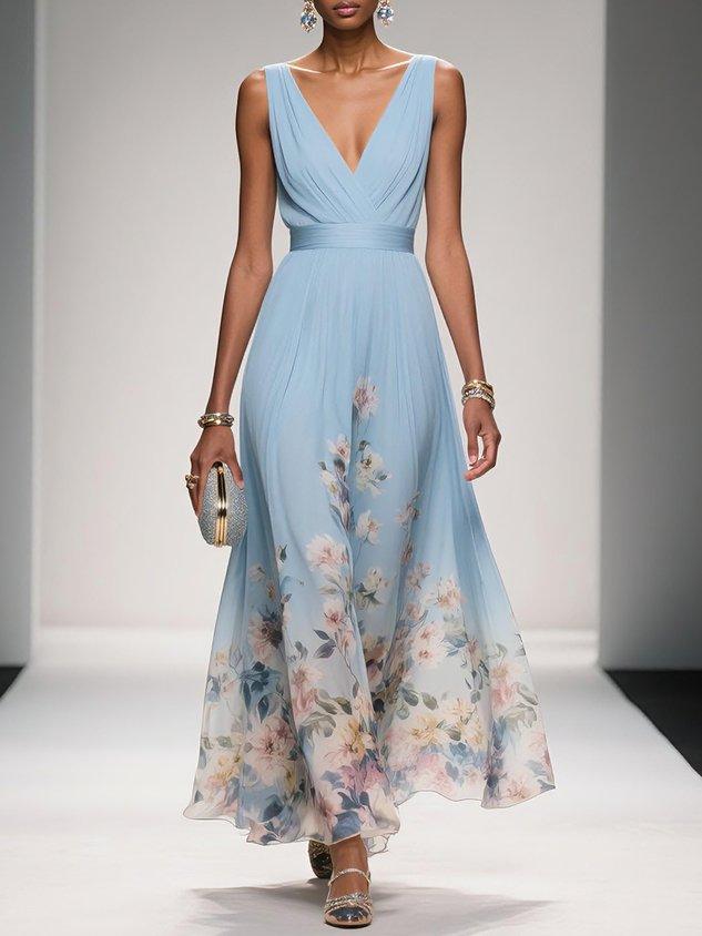 Women's Elegant Floral Maxi Dress for Summer Days
