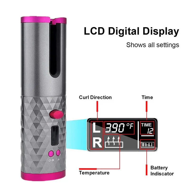 Automatic Curling Iron | Ceramic Technology | Wireless & Portable | 6 Temperature Settings