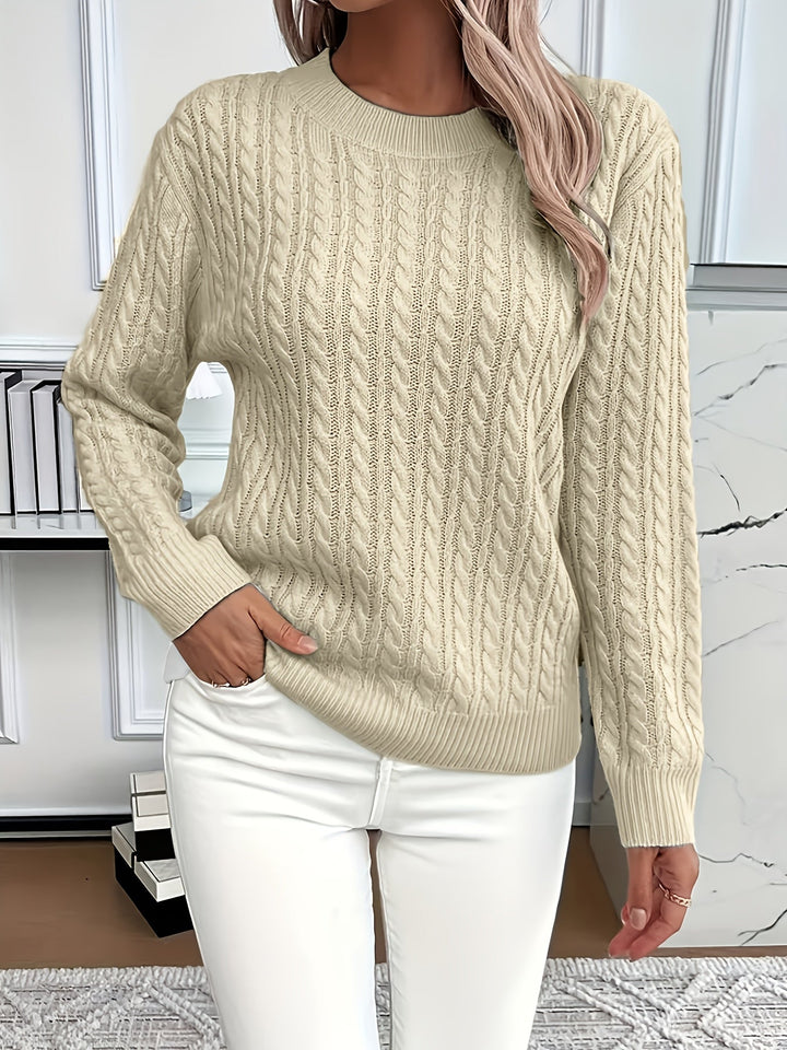 Women's Cable Knit Crew Neck Jumper – Rosalina