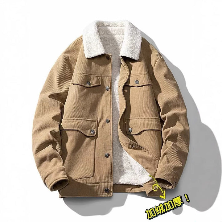 Men's Winter Corduroy Coat with Fleece Lining, view 5 - Elena Harper