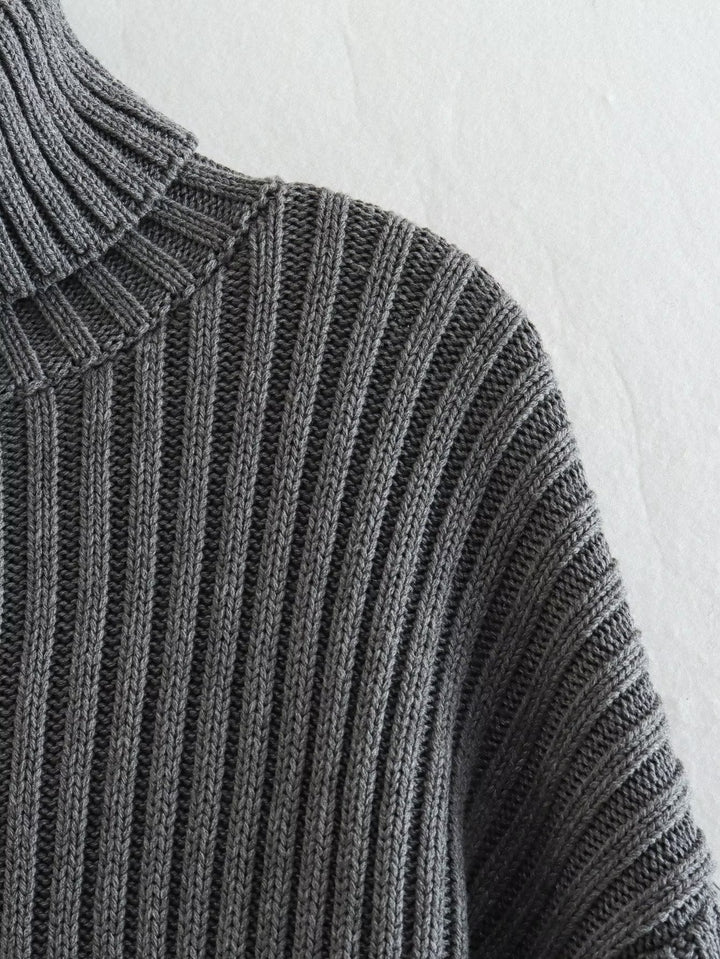 Eva - Women's High Neck Ribbed Sweater