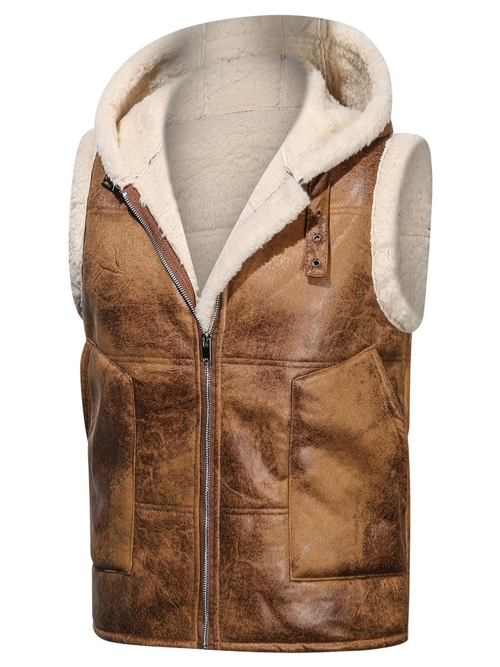 Hooded Vest with Zipper for Men - Elena Harper