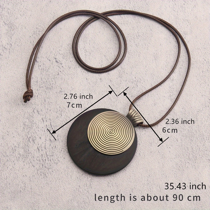 Bohemian Retro Style Spiral Medallion Pendant Long Necklace - Elena Harper