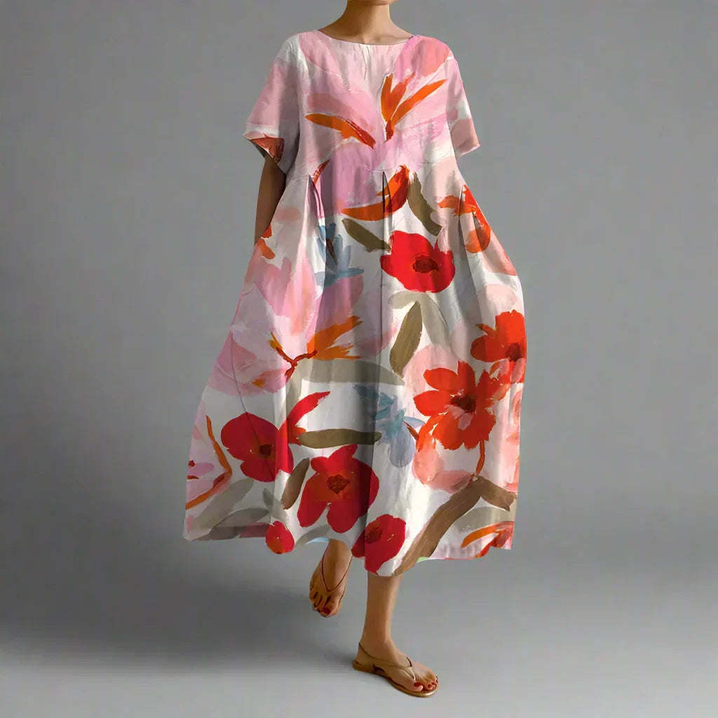 Xyrhilda Summer Dress with Floral Pattern and Flowing Cut - Elena Harper