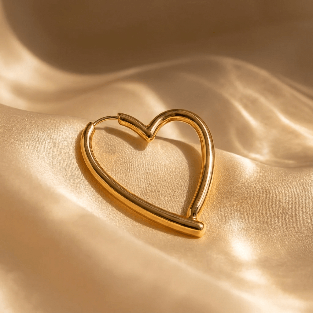 Elegant Polished Gold Plated Heart Hoop Earrings - Elena Harper