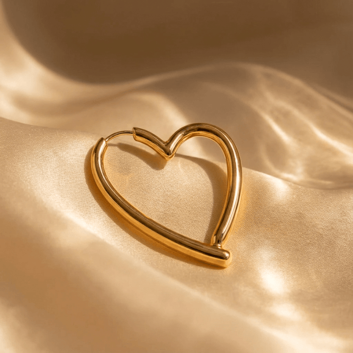 Elegant Polished Gold Plated Heart Hoop Earrings - Elena Harper