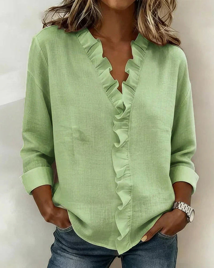 Savi™ | Stylish V-Neck Top with Ruffles
