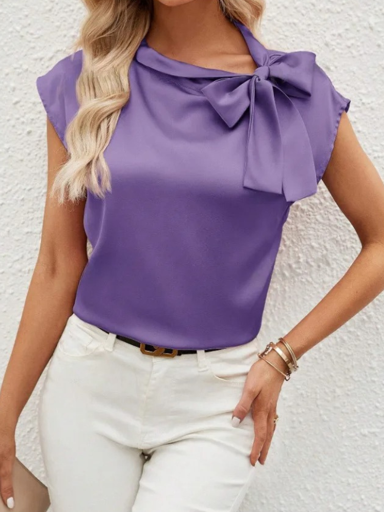 Women's Satin Blouse with Bow