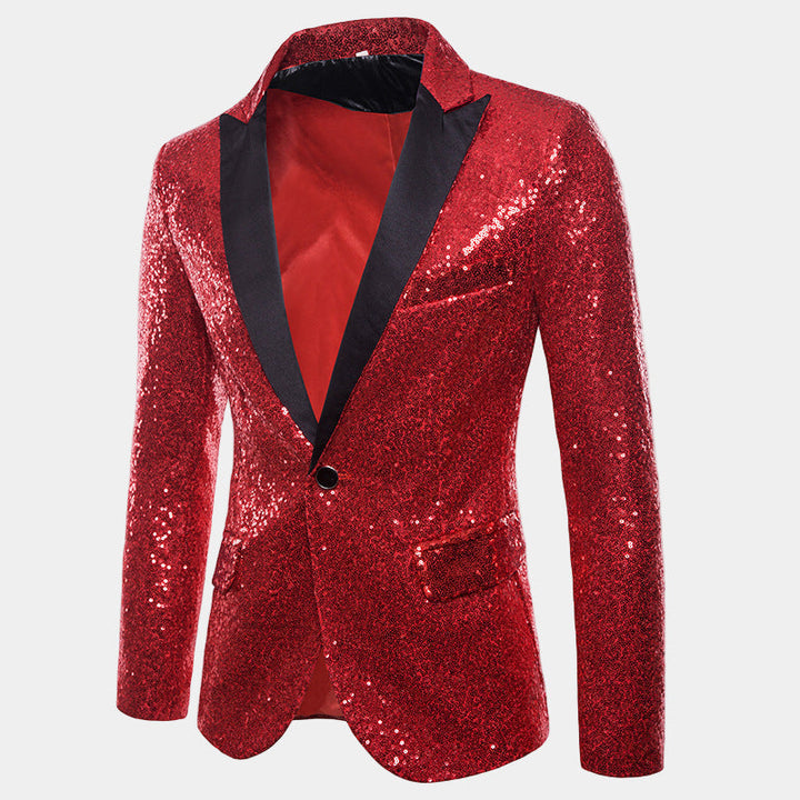 Glitter Blazer with Black Shawl Collar for Men