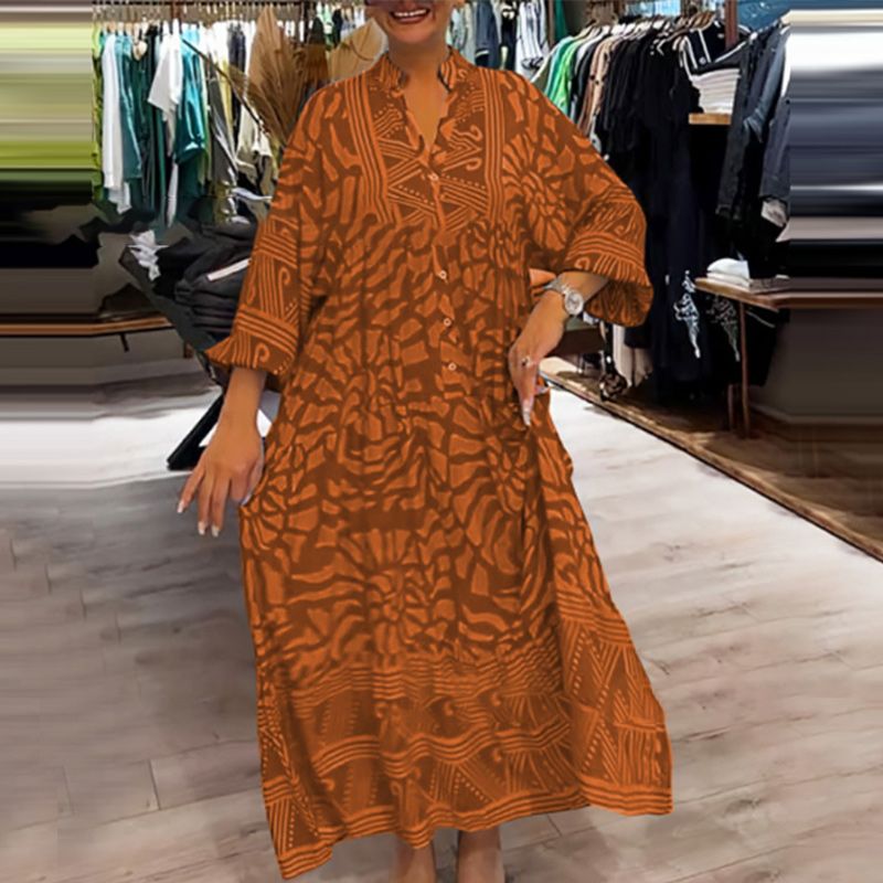 Azzon Comfortable Women's Dress with Modern Print, view 4 - Elena Harper