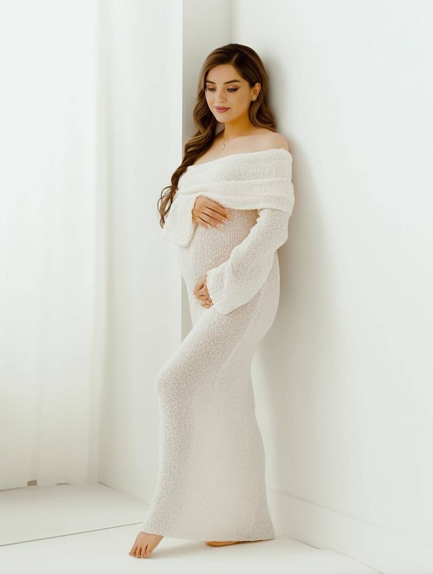 Women's A-line Dress – With Off-shoulder and Long Sleeves, Suitable for Spring and Summer