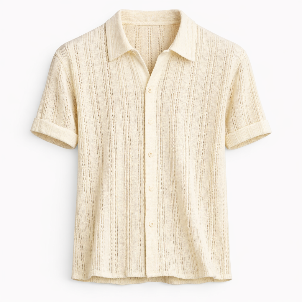 Men's Textured Vertical Stripe Summer Polo Shirt
