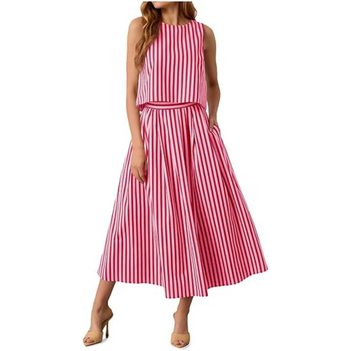 Women's Striped Tank Top Set – Casual and Trendy Two-Piece Outfit