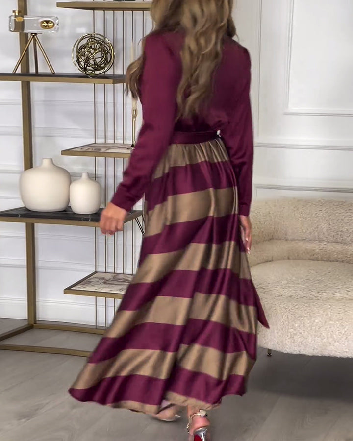 Ariana Striped Elegance Dress - Elena Harper