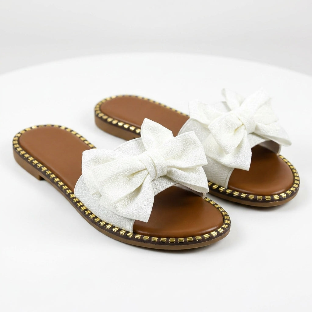 Bow Flat Slide Sandals