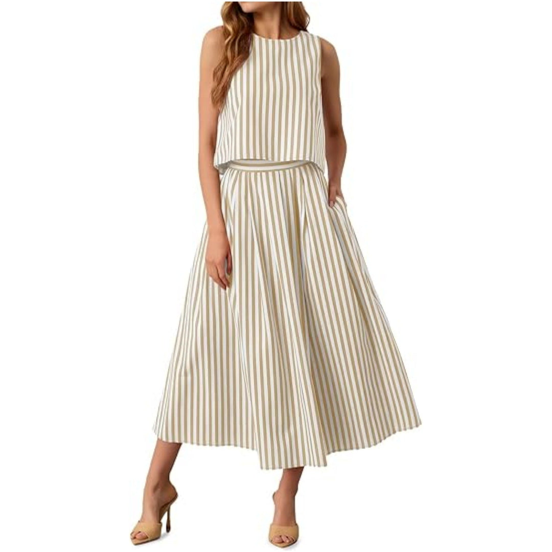 Women's Striped Tank Top Set – Casual and Trendy Two-Piece Outfit