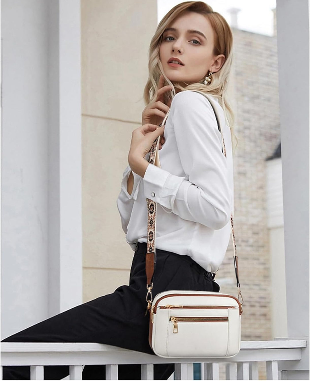 Erikka | Elegant crossbody bag with patterned adjustable strap