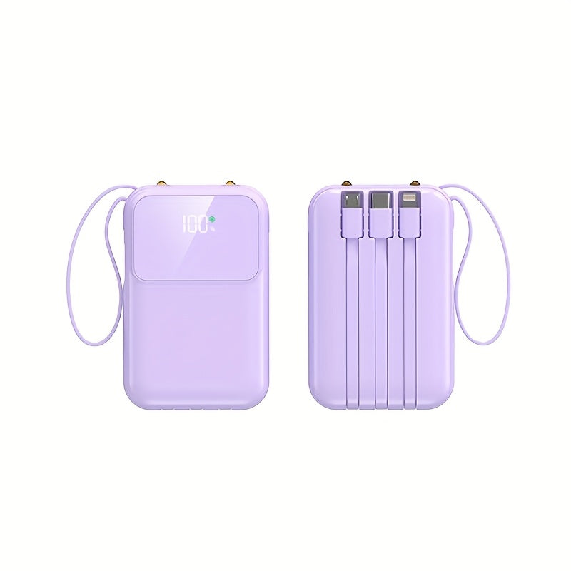 Universal Portable Power Bank 10000mAh with Fast Built-in Cables