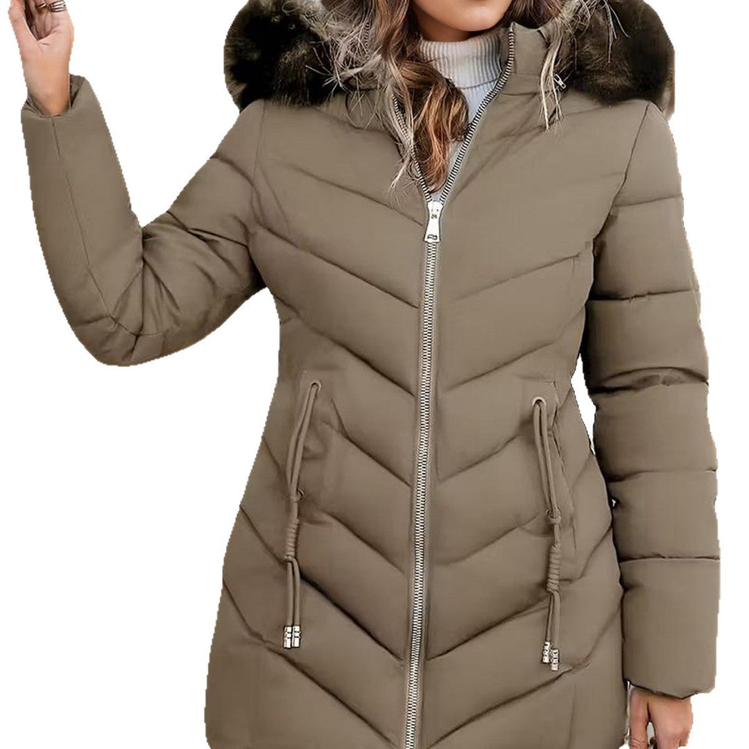 Slim Women's Hooded Puffer Jacket - Warm and Versatile