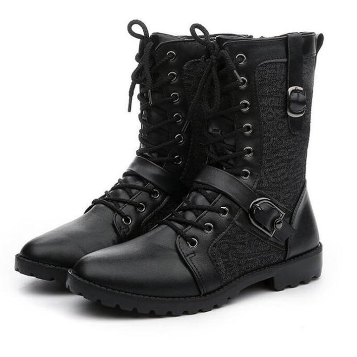 Men's Lace-Up Boots with Buckle
