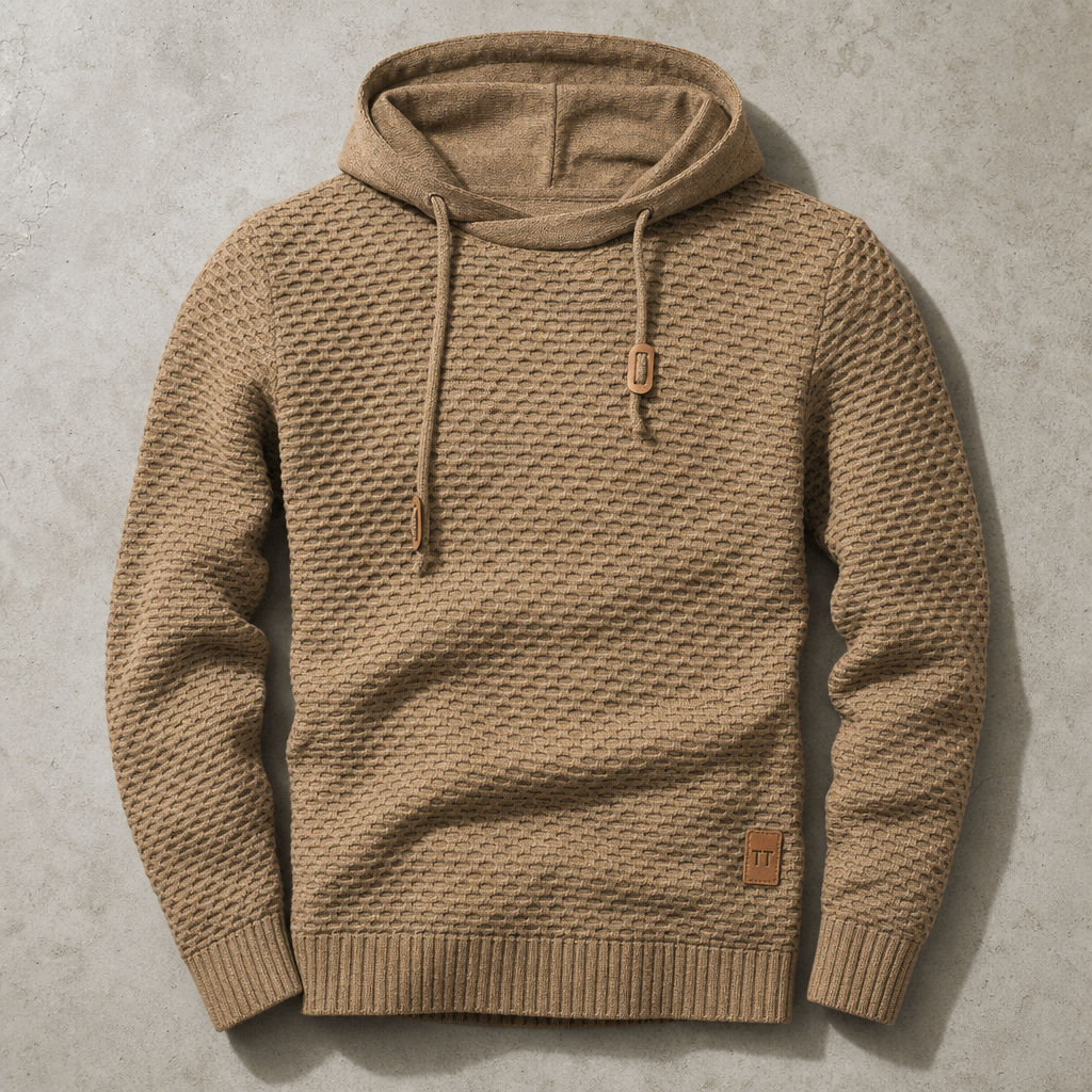 Bormio Basket-Weave Pullover Hoodie, view 3 - Elena Harper
