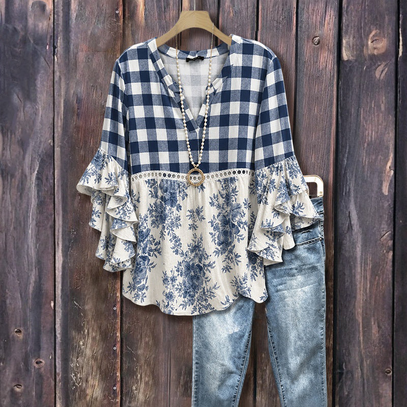 Vintage Floral Print Blouse