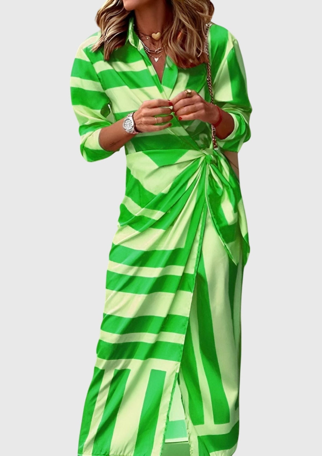 Women's Elegant Printed Wrap Dress - Flattering V-Neck