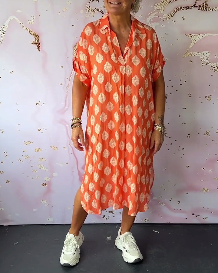 Eleanora Loose Lapel Printed Shirt Dress - Elena Harper