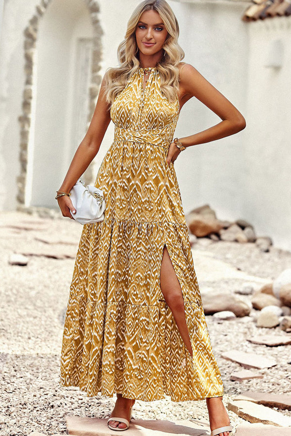 ZENA Fashion Printed Maxi Dress, view 3 - Elena Harper