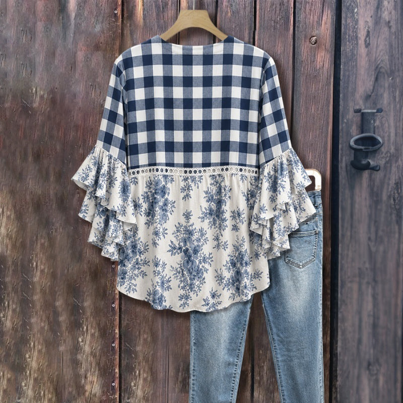 Vintage Floral Print Blouse