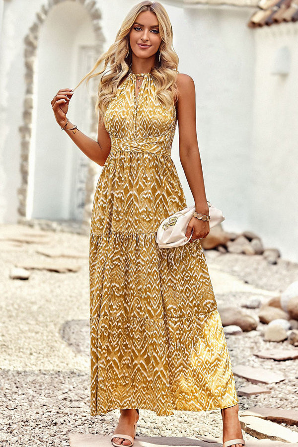 ZENA Fashion Printed Maxi Dress, view 4 - Elena Harper
