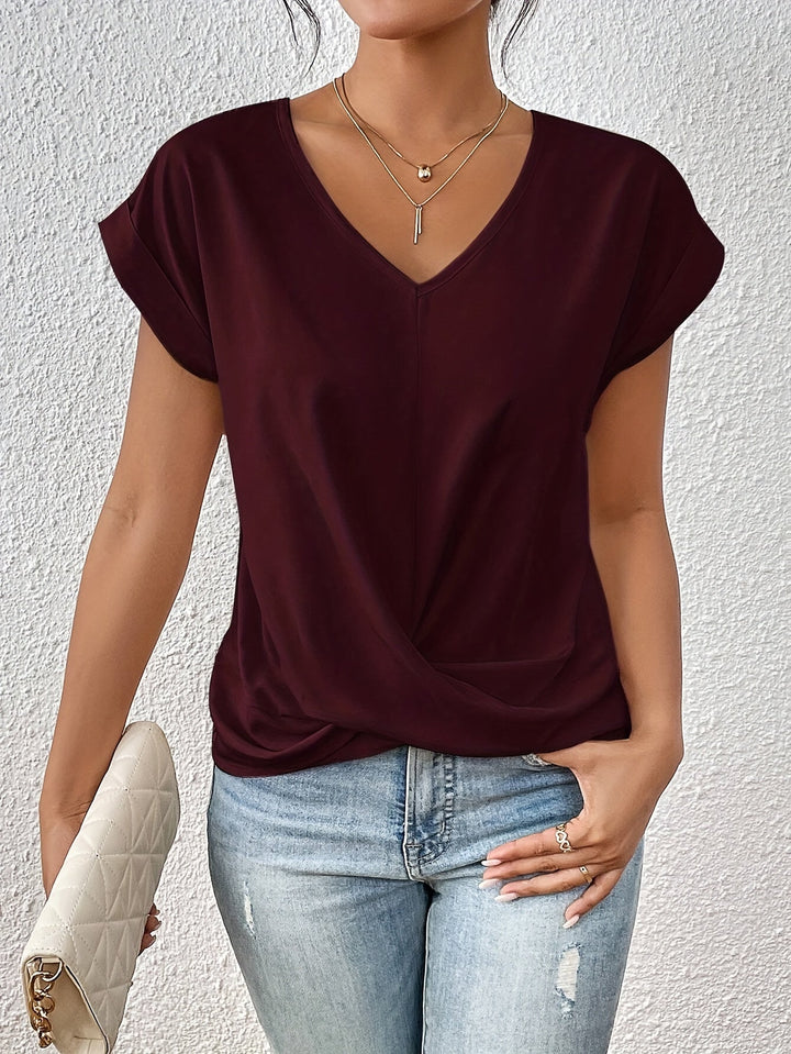 Cleo Casual T-Shirt with Sweetheart Neckline - Elena Harper