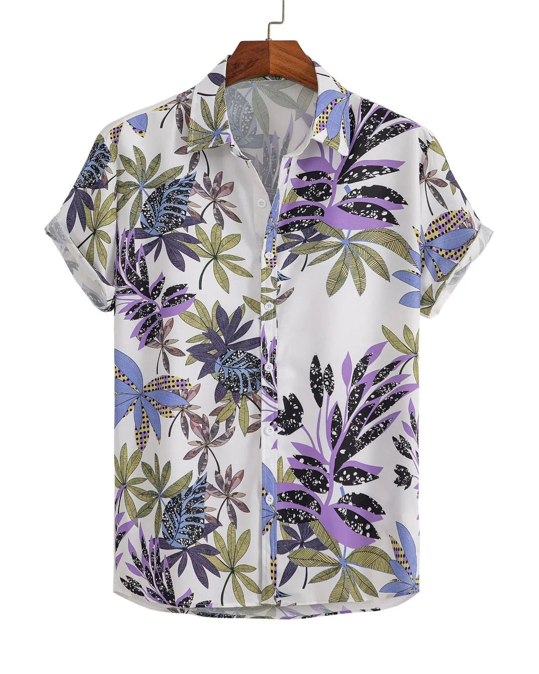 Men's Short Sleeve Shirt with Floral Print and Buttons – Lightweight and Comfortable