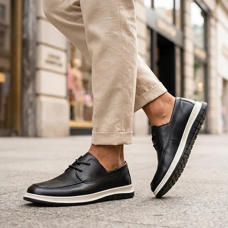 Elio Earth Tone Leather Sneakers, view 4 - Elena Harper