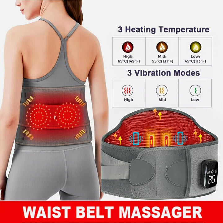 Wireless Heated Massage Belt for Back & Waist Relief