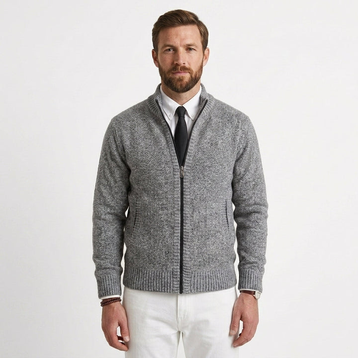 Zip-Up Knit Cardigan For Men