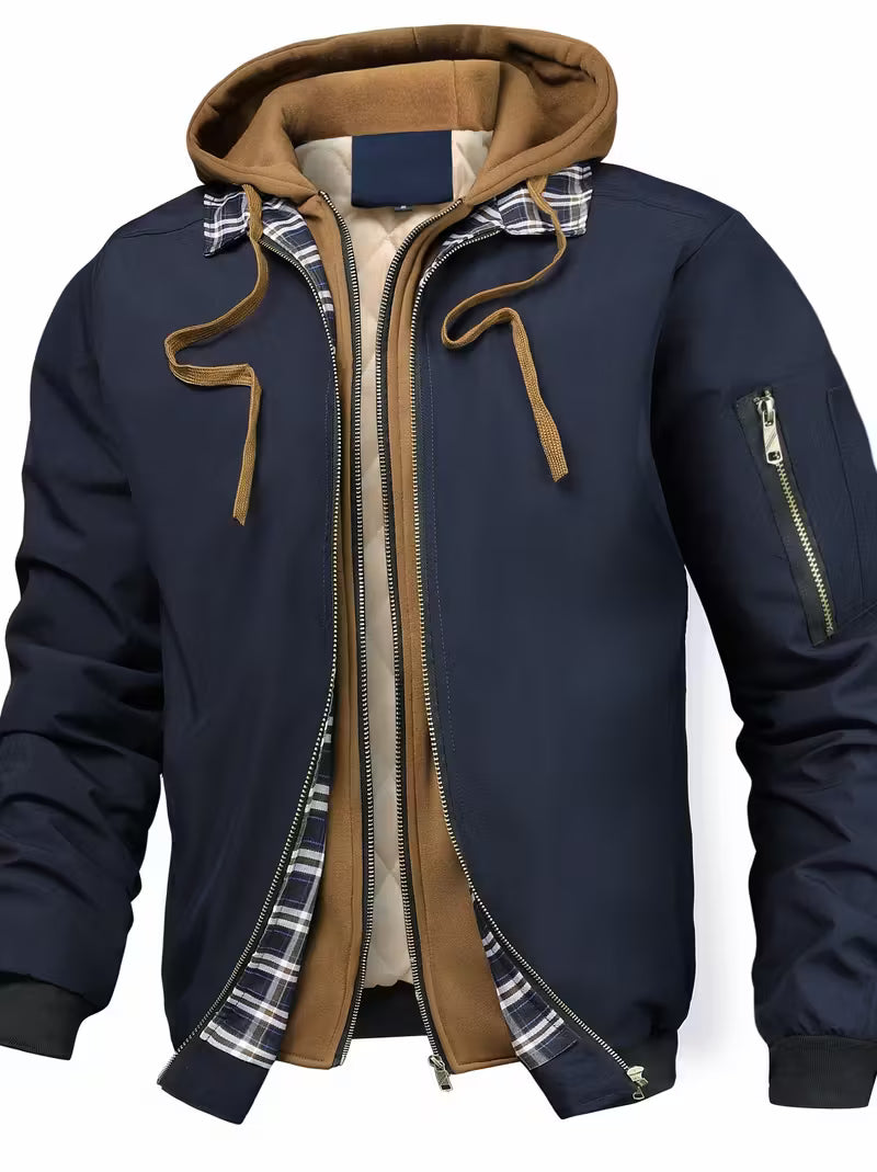 Sylvain Hooded Jacket in Air Force Style with Zipper, view 3 - Elena Harper
