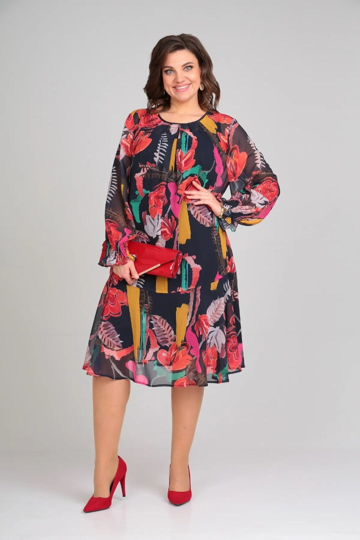 Andrea Fashionable Floral Dress, view 9 - Elena Harper