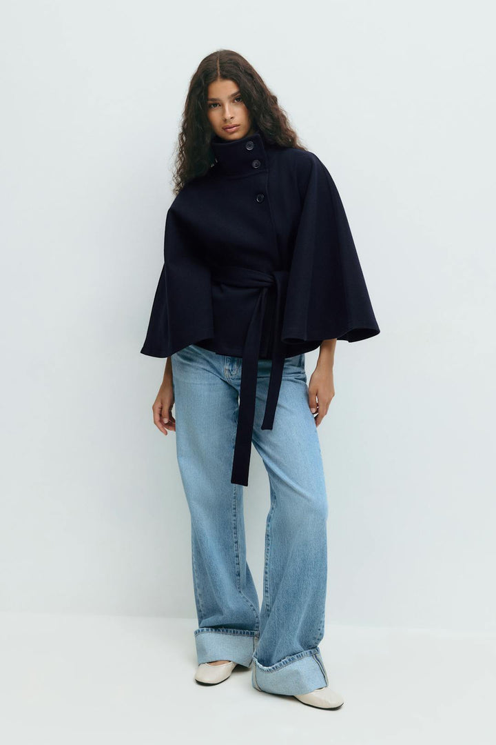 Cape for women Montarello, high collar, belted
