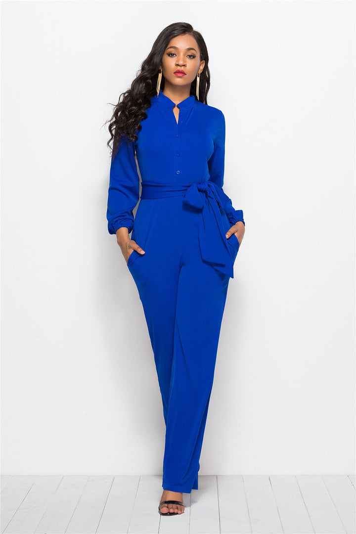 Women's Elegant Tailored Jumpsuit with Long Sleeves