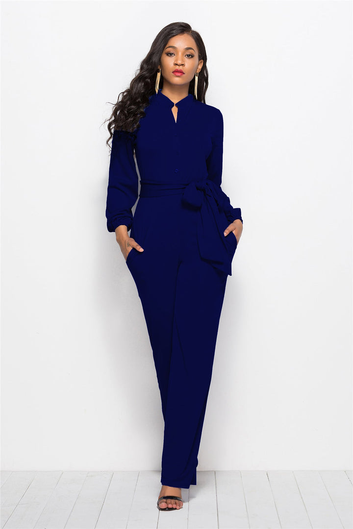 Women's Elegant Tailored Jumpsuit with Long Sleeves
