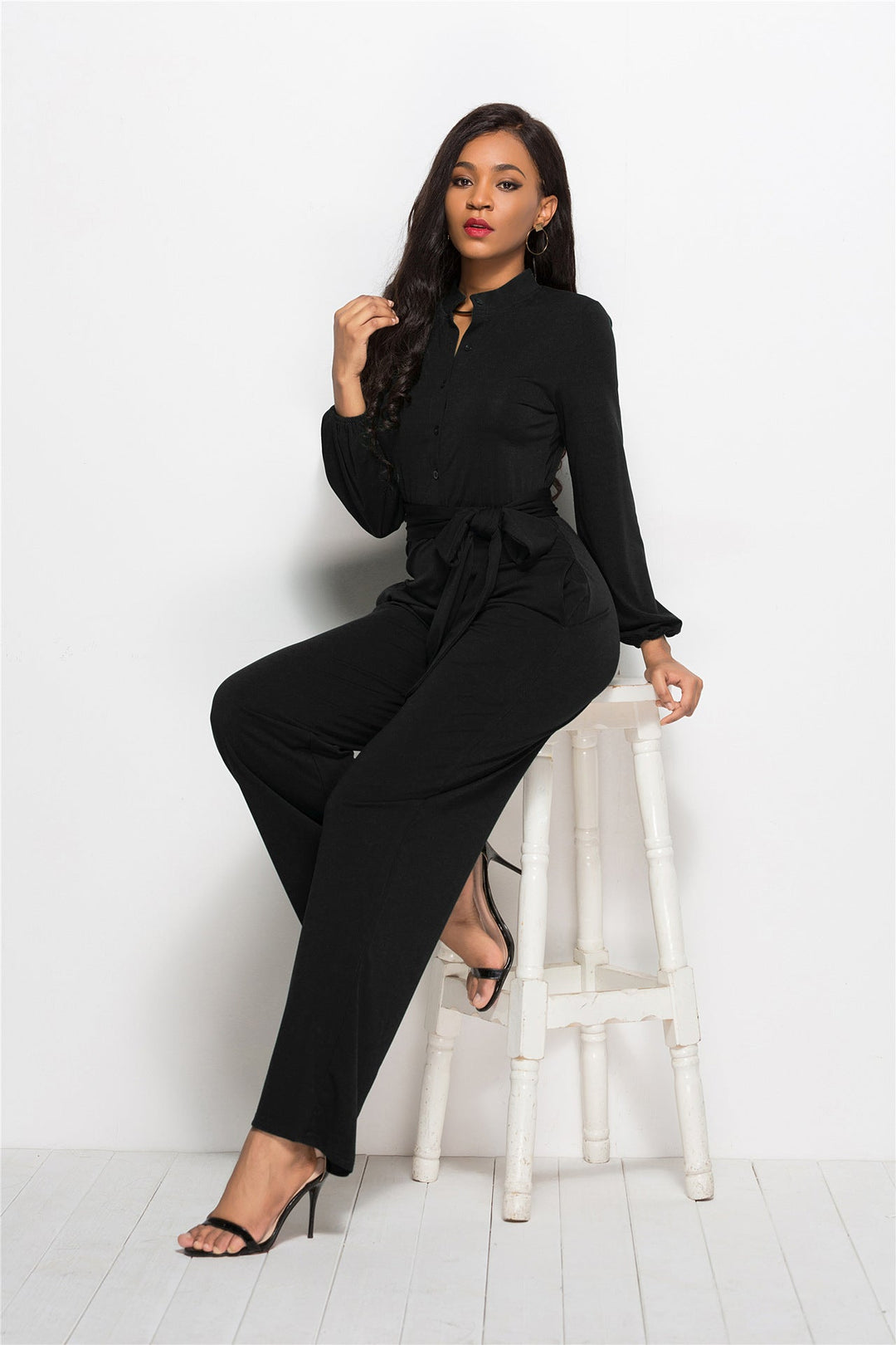 Women's Elegant Tailored Jumpsuit with Long Sleeves