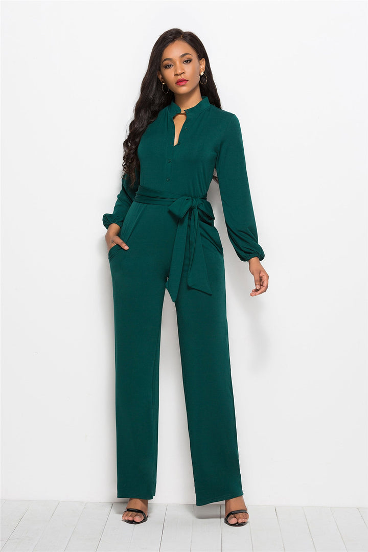 Women's Elegant Tailored Jumpsuit with Long Sleeves